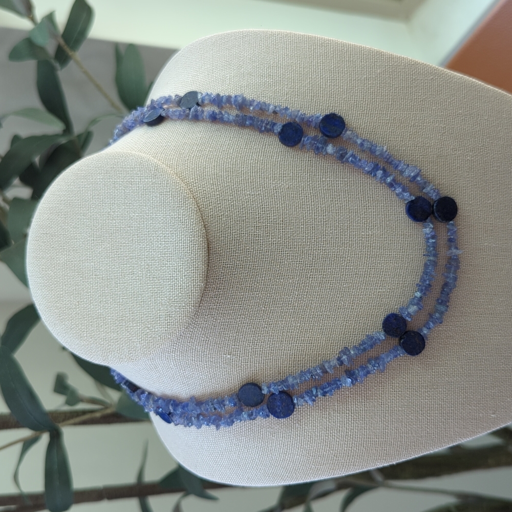 36" Tanzanite Chip and Lapis Lazuli Necklace